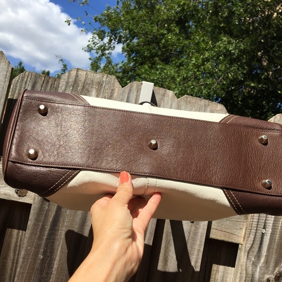 Vintage Coach Tote Shoulder Bag White Leather F10521 - Picture 7 of 11